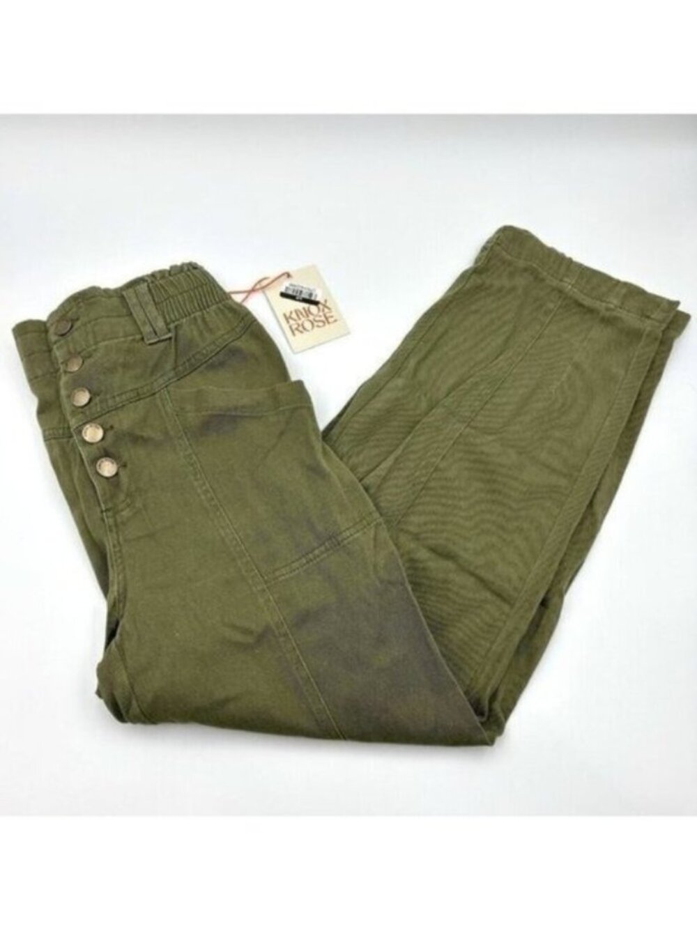 Women's Small High Rise Tapered Fit Ankle Pants - Knox Rose Olive Green